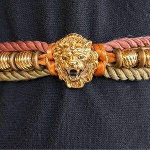 Vintage 1980s Gold Lion Rope Belt | Luxury Statement Accessory